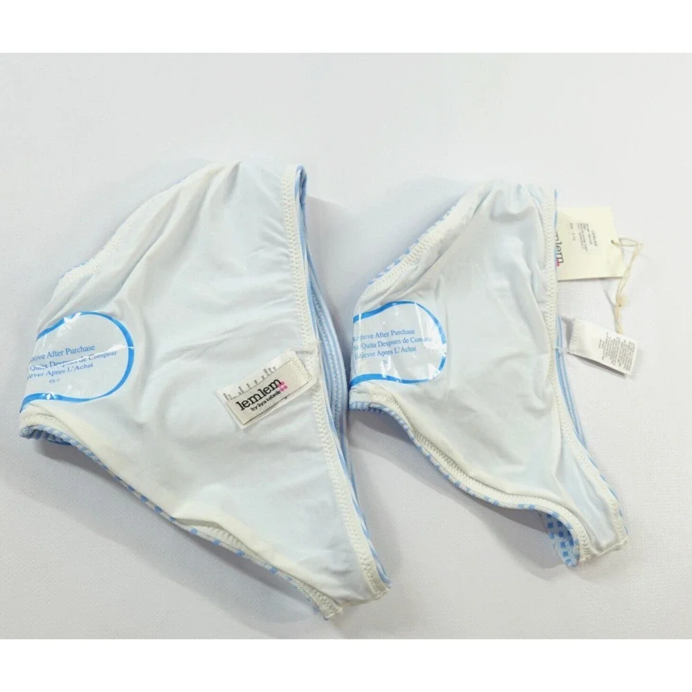 Lemlem Semira Sky Girls Bikini Bottoms XS S Light Sky Blue Jacquard Swim Lot 2pc
